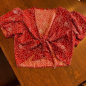 tie front ruffle sleeve